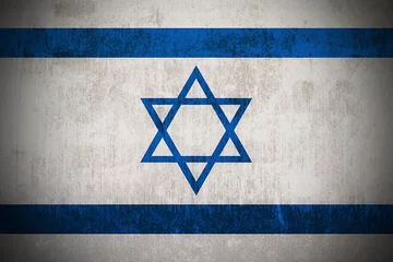 Crédence de cuisine en verre imprimé moyen-Orient Weathered Flag Of Israel, fabric textured
