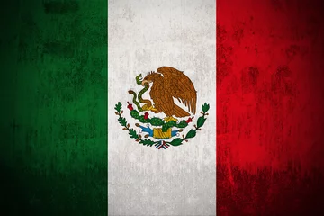 Vlies Fototapete Südamerika Verwitterte Flagge von Mexiko, Stoff strukturiert