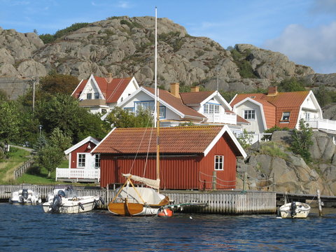 Houses by the sea on the West coast of Sweden