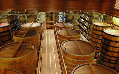 Interior of a winery in Sonoma, California.