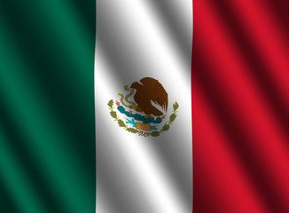 rippled Mexican flag background illustration