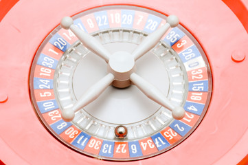 object on white - roulette wheel closeup