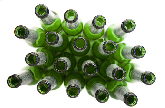 Empty Beer Bottles Isolated On White