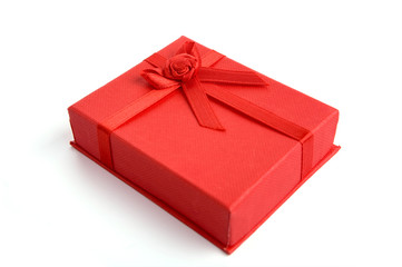 Red gift box on isolated white background