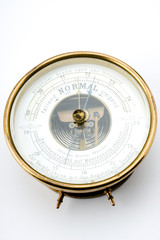 old barometer on white background