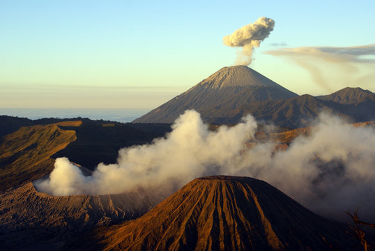 Sumeru and Bromo, sunrise in mountain, Java, Indonesia