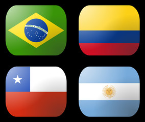 Brazil Argentina Chile Colombia Flag buttons illustration