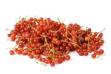 Fresh red currant on a white background