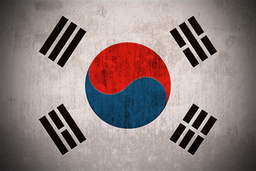 Weathered Flag Of South Korea, fabric textured..
