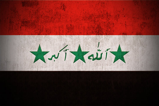 Weathered Flag Of Iraq, fabric textured..