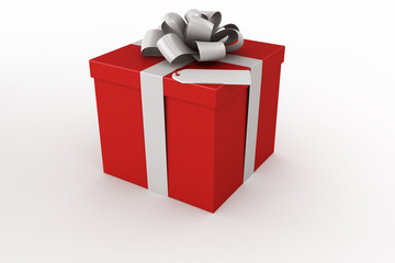 3d rendering of a red gift box with a tag