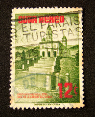 Cuba postage stamp on black background.