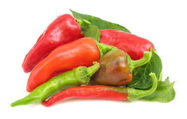 Paprikas with leaves