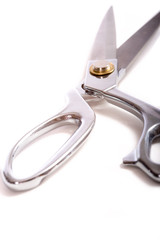 a pair of chrome dress shears or ceremonial scissors
