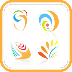 Vector abstract internet icons. Orange set. Simply change.