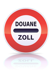 Arrêt au poste de douane (reflet métal)