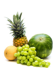 fresh fruits on white background