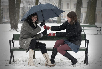 Winter session of a young woman