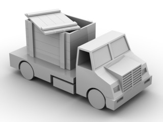Trailer with crate. 3d