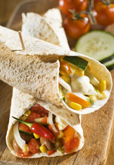 fresh tortilla on the board close up shoot