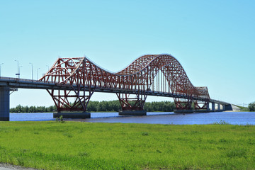 The modern automobile bridge in Siberia