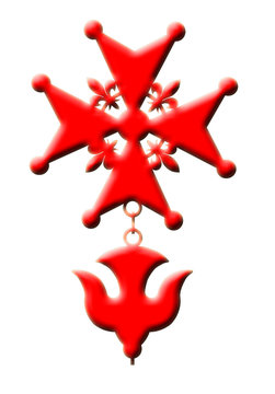 Hugenottenkreuz Hugenotten Kreuz Rot Relief