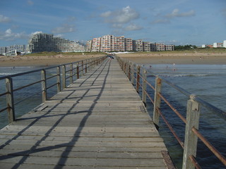Obraz premium Immeubles et plage vus de la jetée