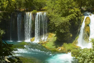 Wandcirkels aluminium Exotic waterfall and river in Turkey © Nicky Jacobs