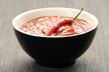 hot salsa mexicana with fresh chili peppers