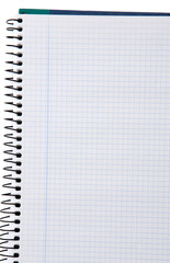 Photo of empty notebook over a white background