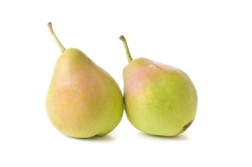 Fototapeta na wymiar Two pears isolated on a white