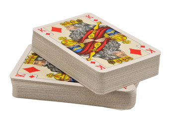 Two deck of cards (showing king), isolated on white.