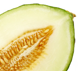 close-up of cantaloupe melon isolated on white background