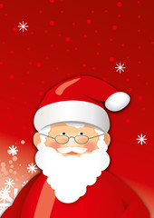Weihnachtsmann mit Hintergrund rot und Schnee