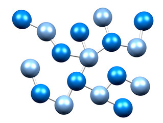 Blue Water Molecules Isolated on a White Background
