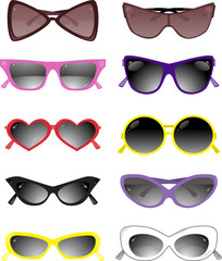 Collection of solar glasses. Vector illustration