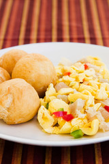 Caribbean style vegetable dumpling (ackee) served with saltfish