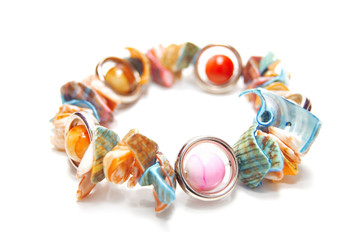 bangle from cockleshell isolated on white