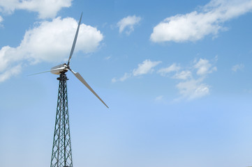 wind turbine on sky background