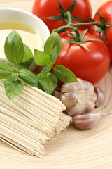 ingredients to make delicious spaghetti - food and drink
