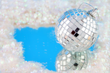 disco ball decoration with reflection