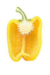 Half of yellow sweet pepper isolated over white background