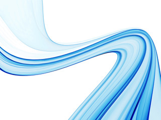 Abstrait bleu, lignes ondulées sur fond blanc