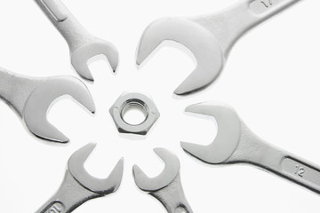 Spanners and Nut on Seamless Background