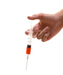 hand holding syringe