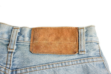 Old jeans on a white background.