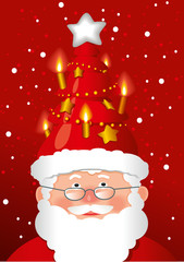 Weihnachtsmann mit Mütze als Weihnachtsbaum