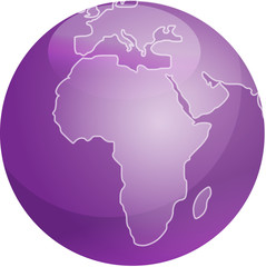Map of Africa on a glossy sphere
