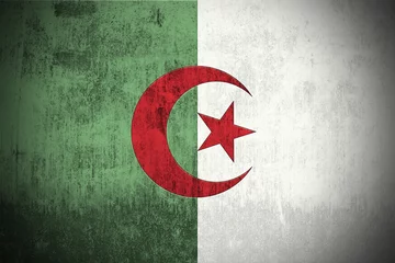 Fotobehang Weathered Flag Of Algeria, fabric textured.. © Ruslan Gilmanshin