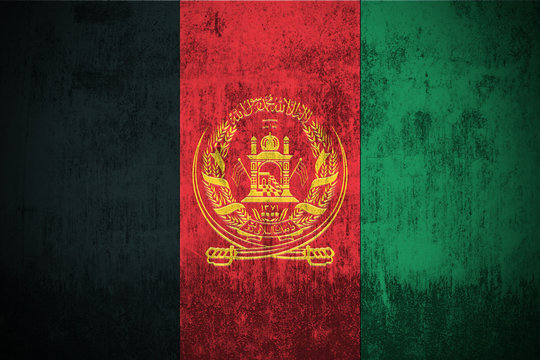 Weathered Flag Of Afghanistan, fabric textured..